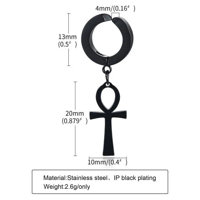 1 Piece Anti Allergy Stainless Steel Cross Clip Earrings for Men and Women