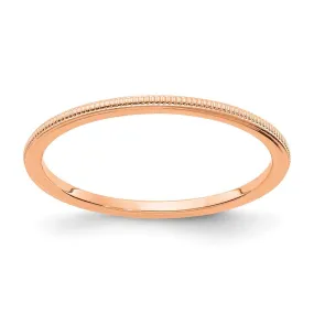 1.2mm 14k Rose Gold Milgrain Stackable Band