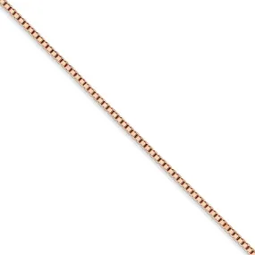 1.3mm 14k Rose Gold Solid Box Chain Necklace