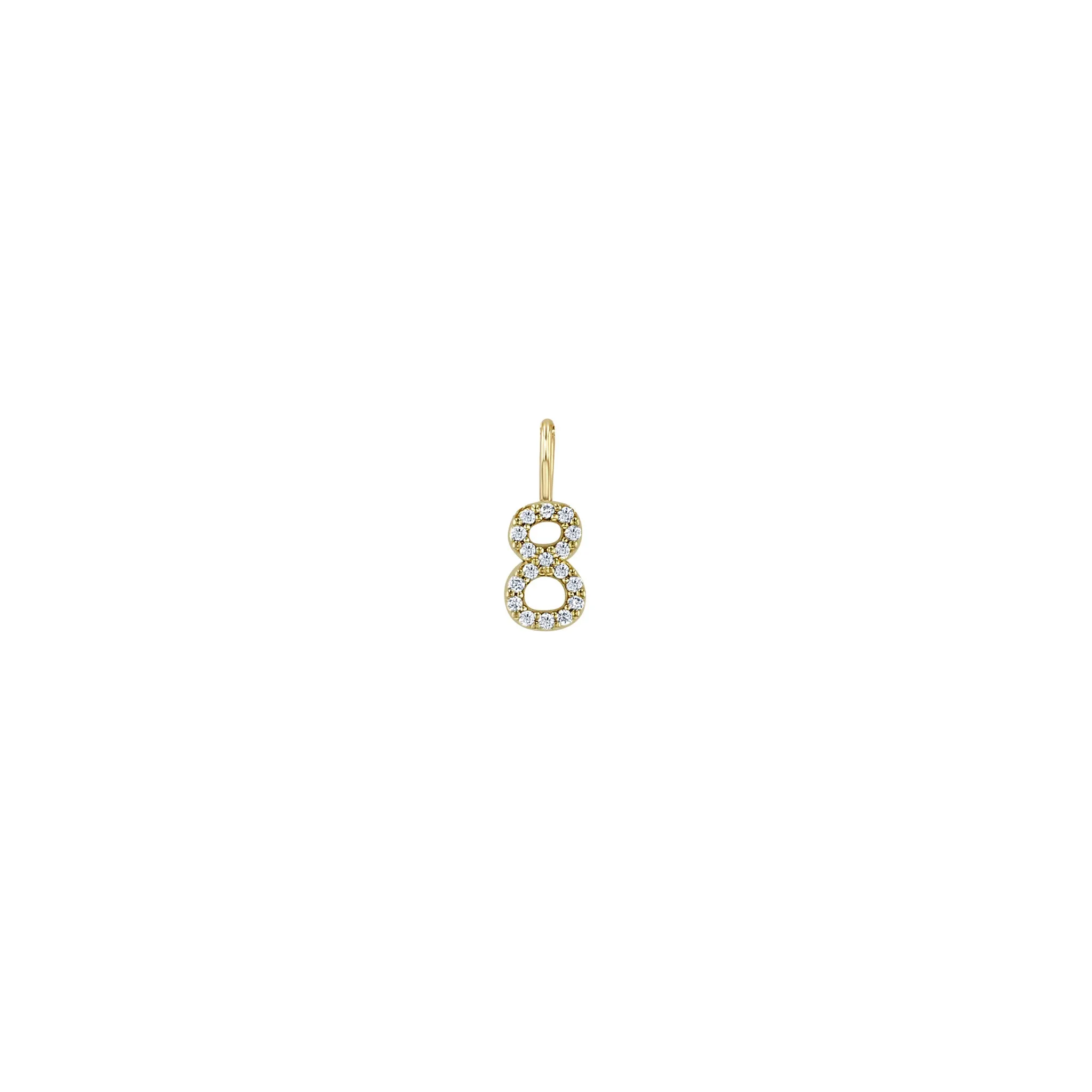 14k Single Pavé Diamond Number Charm Pendant