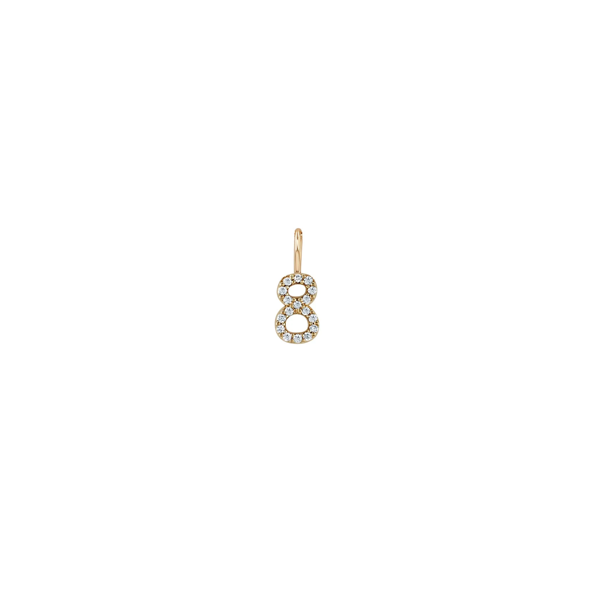 14k Single Pavé Diamond Number Charm Pendant