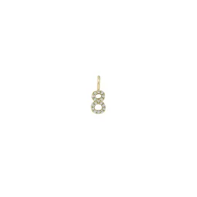 14k Single Pavé Diamond Number Charm Pendant