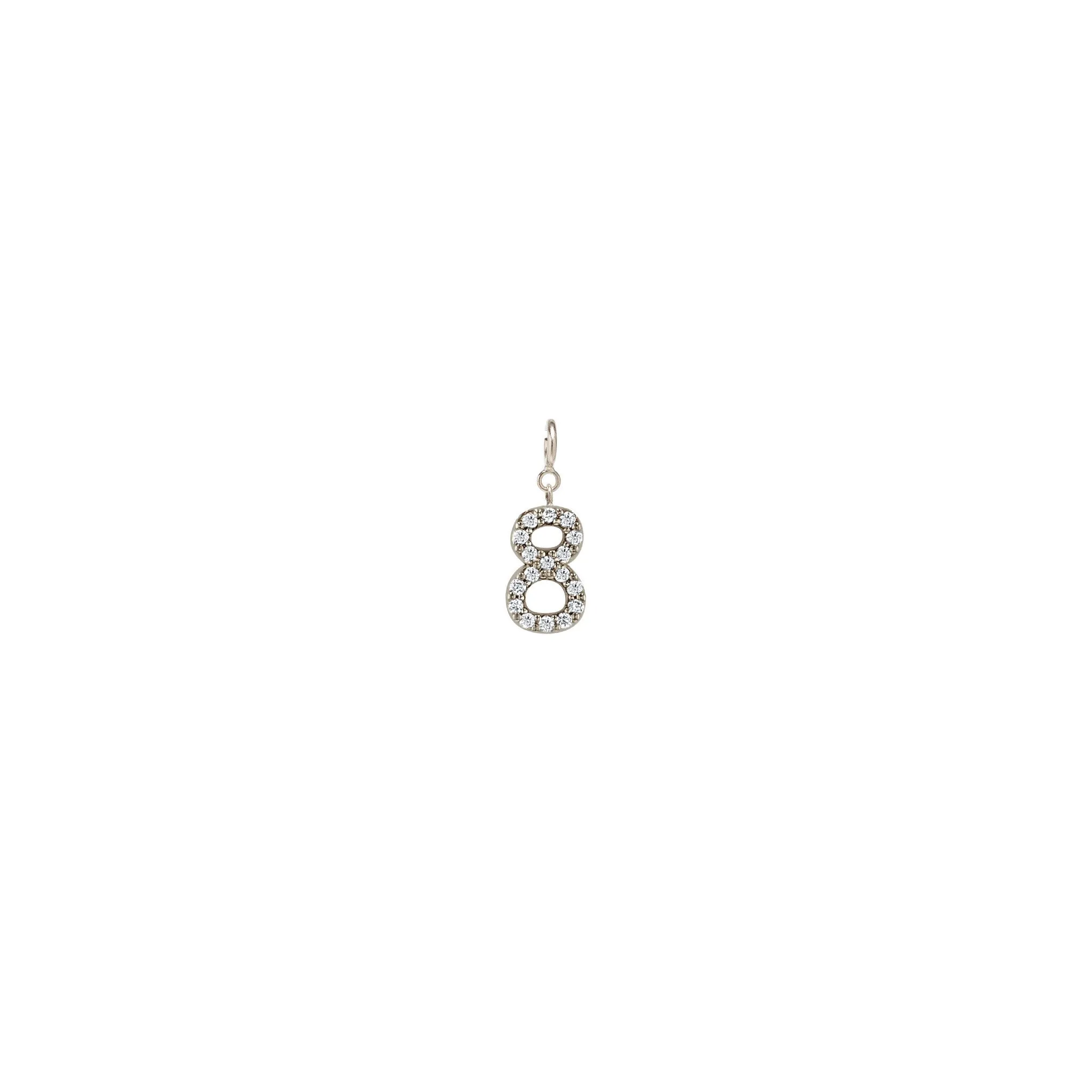 14k Single Pavé Diamond Number Charm Pendant