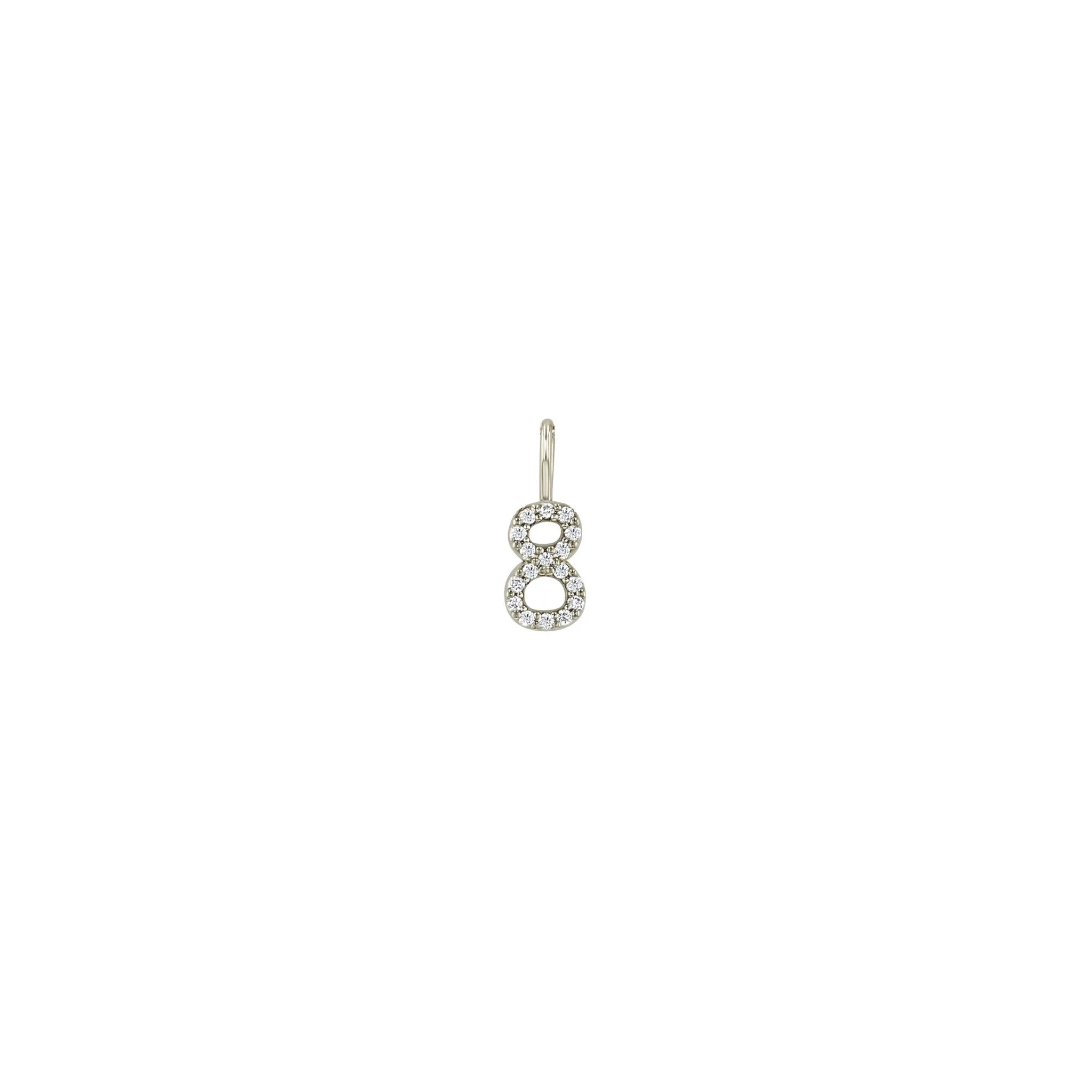 14k Single Pavé Diamond Number Charm Pendant