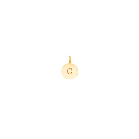 14k Small Engraved Initial Disc Charm Pendant