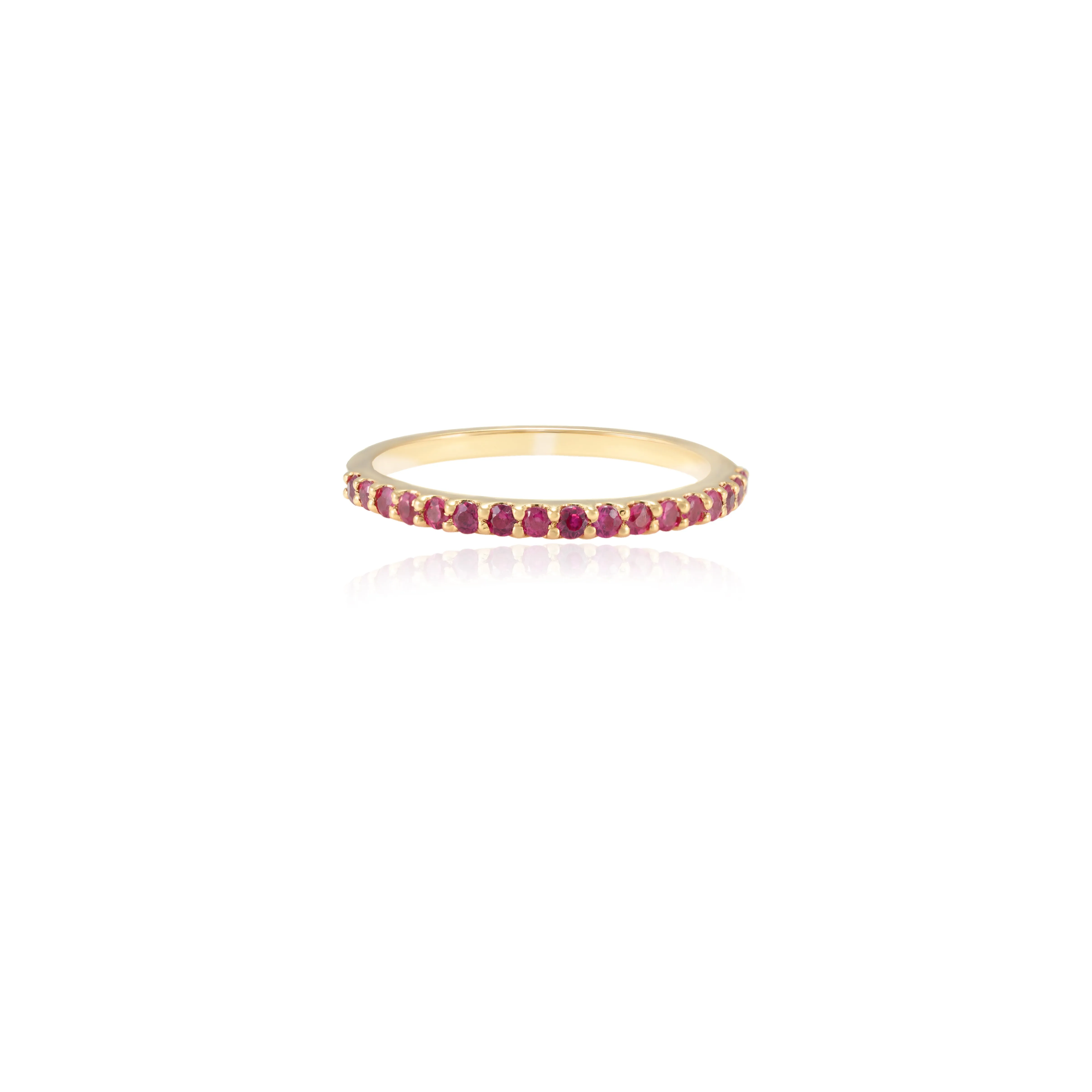 18K Gold Ruby Stackable Half Eternity Band