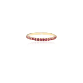 18K Gold Ruby Stackable Half Eternity Band