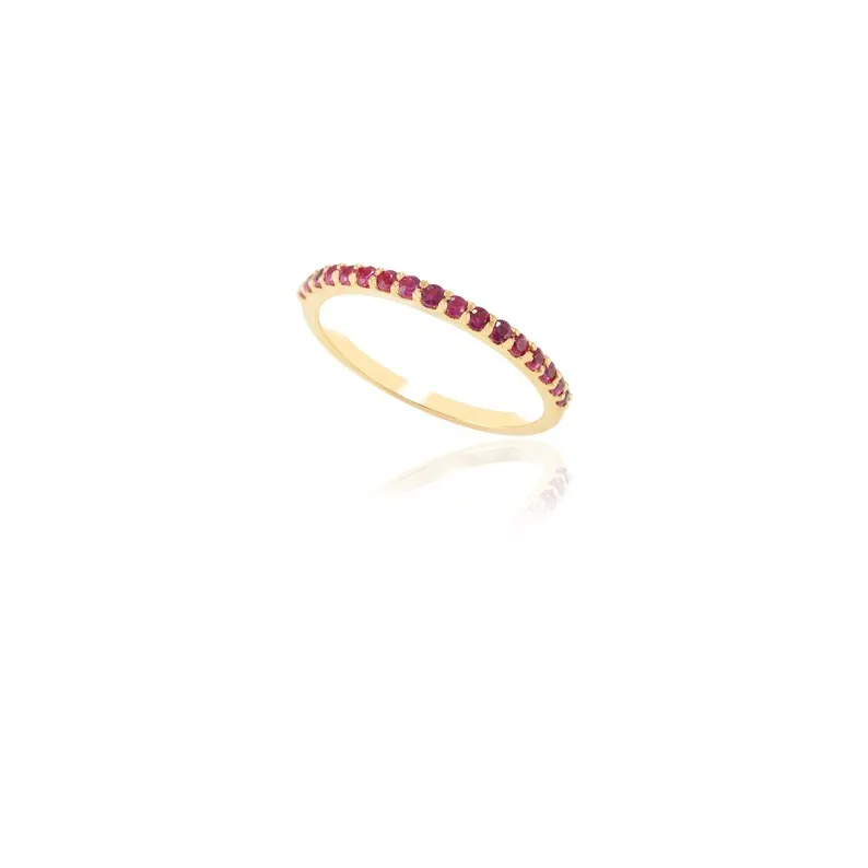 18K Gold Ruby Stackable Half Eternity Band