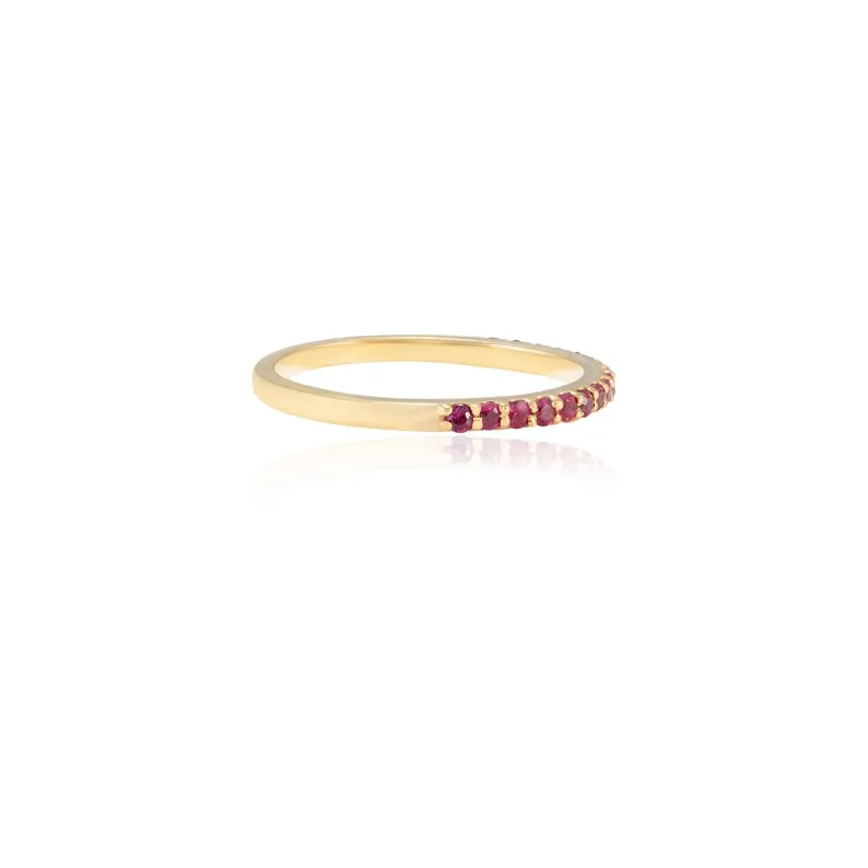 18K Gold Ruby Stackable Half Eternity Band