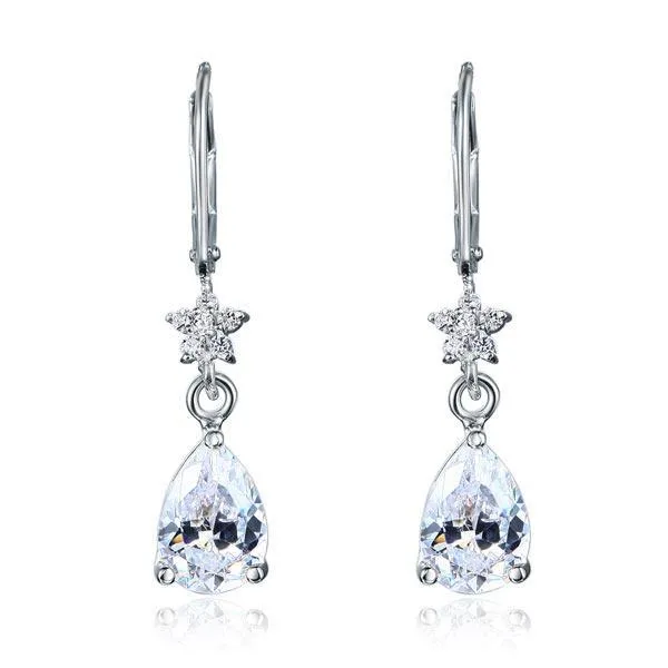 2 Carat 925 Sterling Silver Dangle Earrings MXFE8108