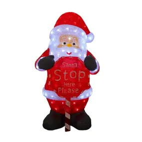 3D Acrylic Santa with Santa Stop Here Sign