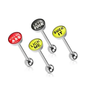 4 Pcs Value Pack of Assorted Word 316L Surgical Steel WildKlass Barbell with Epoxy Dome Ball