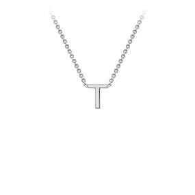 9K White Gold 'T' Initial Adjustable Letter Necklace 38/43cm