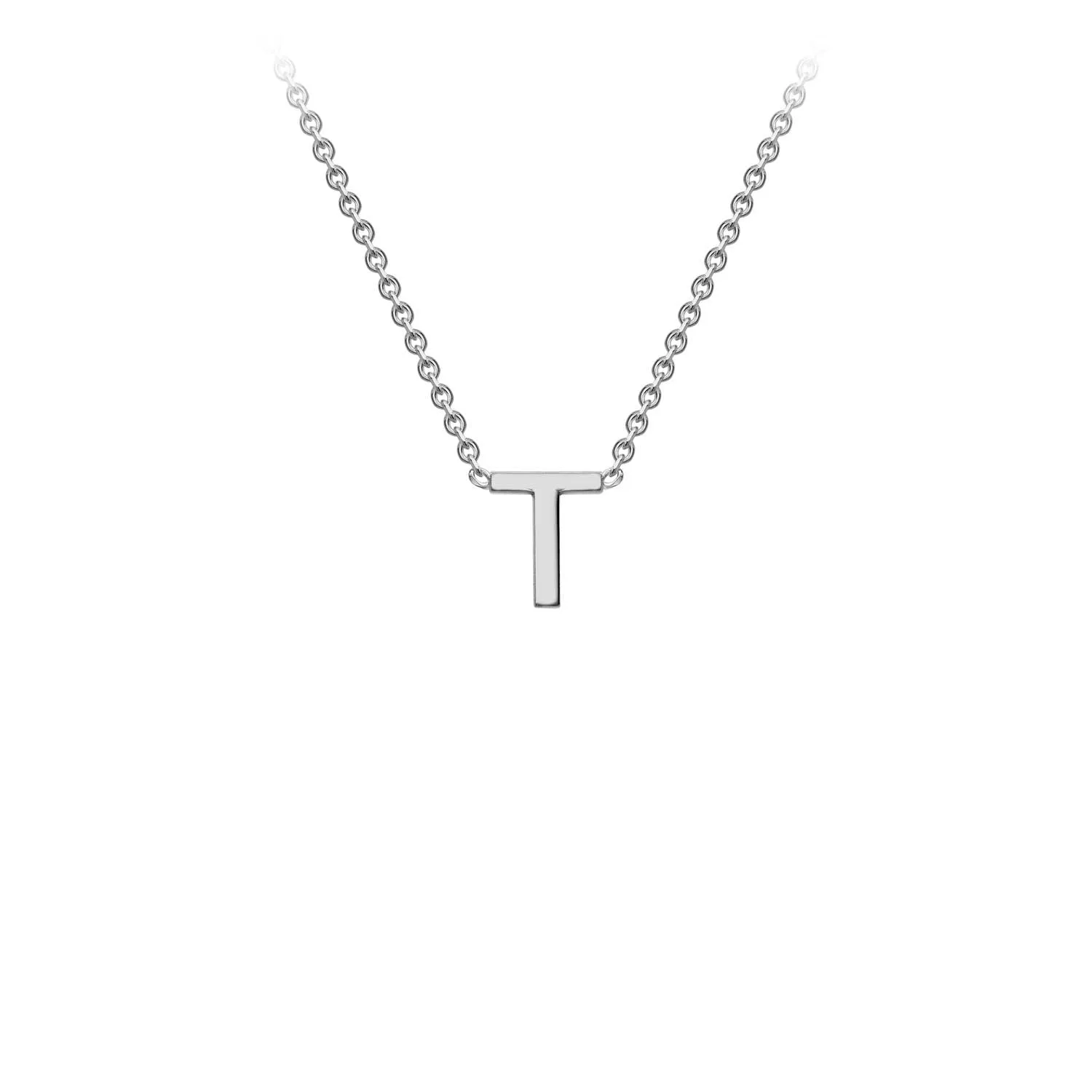 9K White Gold 'T' Initial Adjustable Letter Necklace 38/43cm