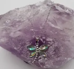 Abalone Dragon Fly Pendant   Necklace