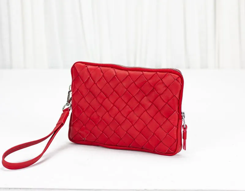 Antheia clutch wallet - Red leather