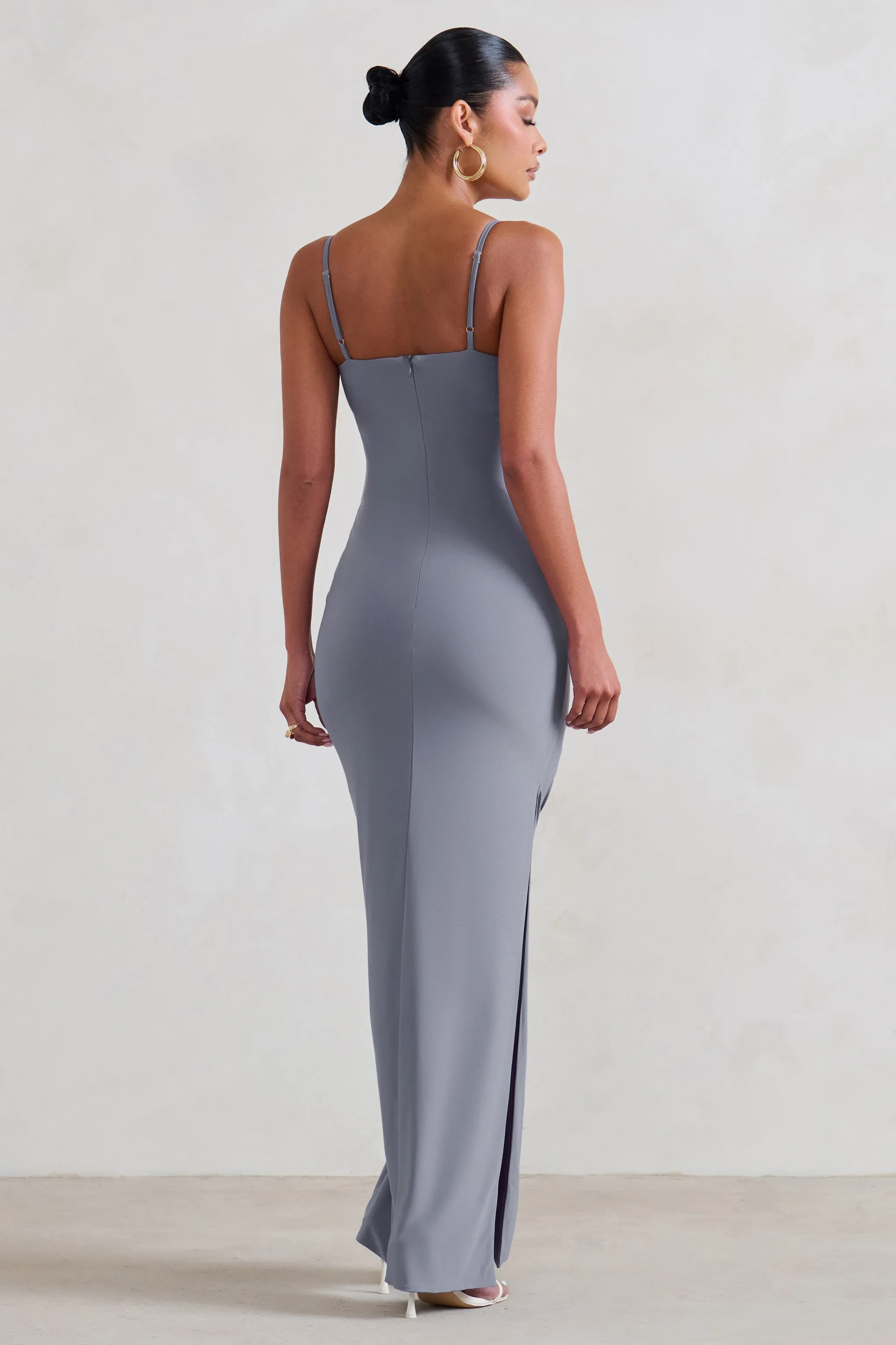 Aurelia | Grey Maternity Cami Maxi Dress With Split