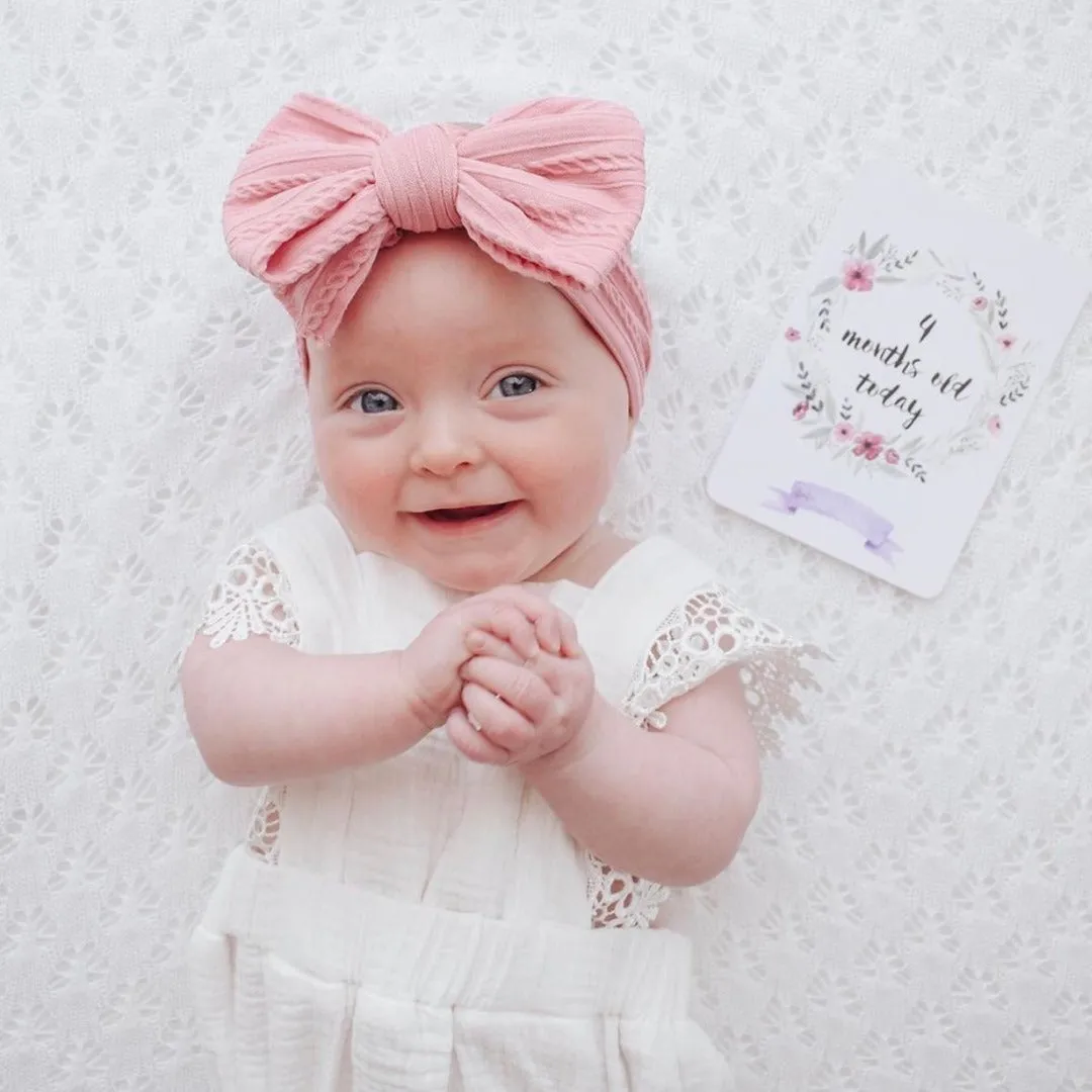 Baby Top Knot Double Bow Headband Chalk