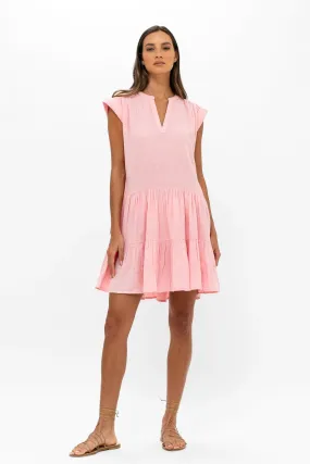 Bahama Pink Roll Sleeve Mini Dress