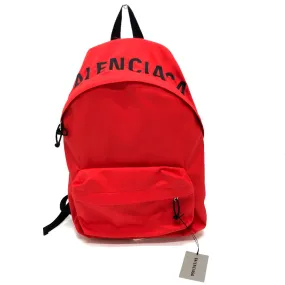 BALENCIAGA Backpack 507460 Nylon Red logo unisex(Unisex) Used Authentic