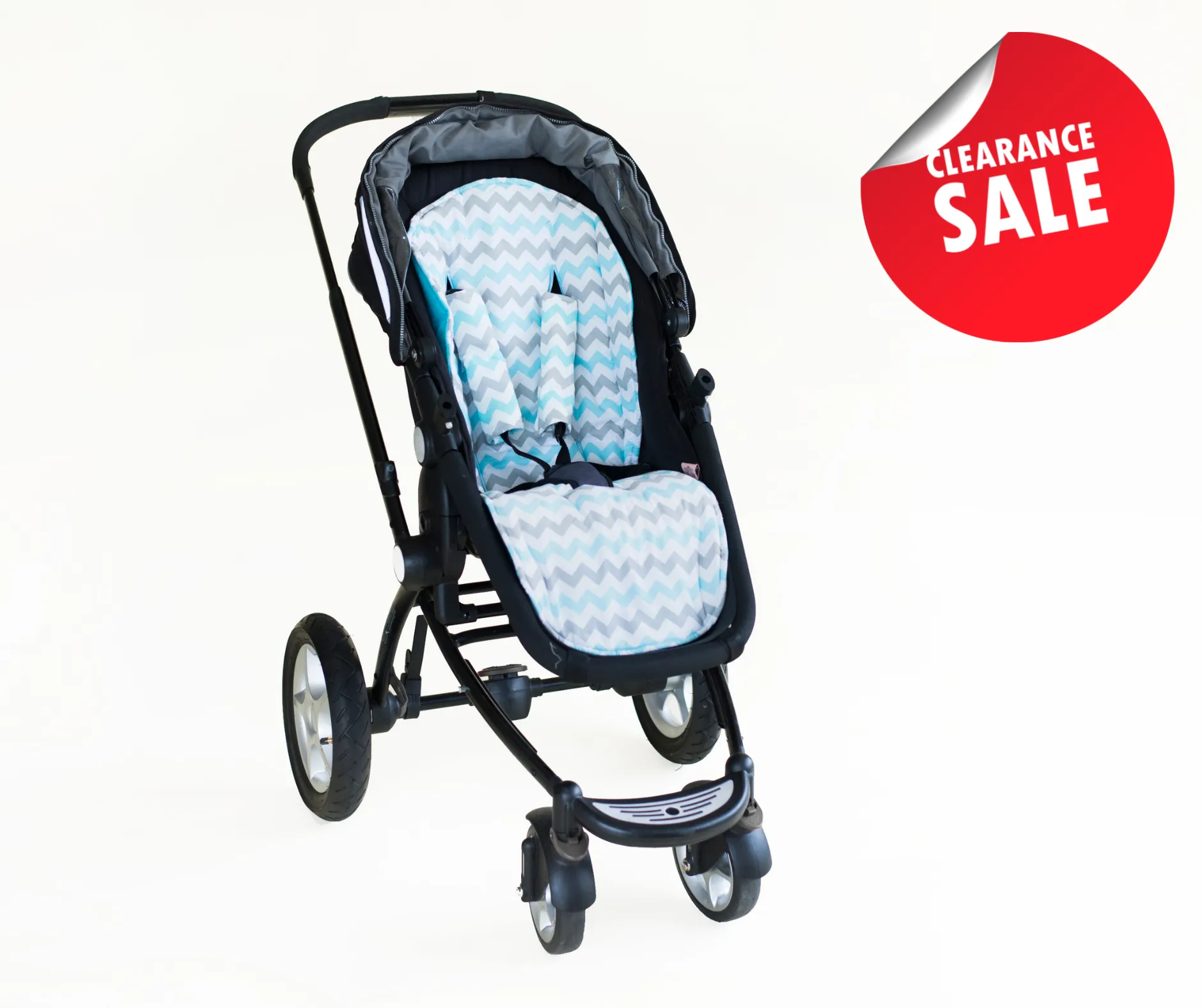 Bambella Pram Liner - Aqua Chevron