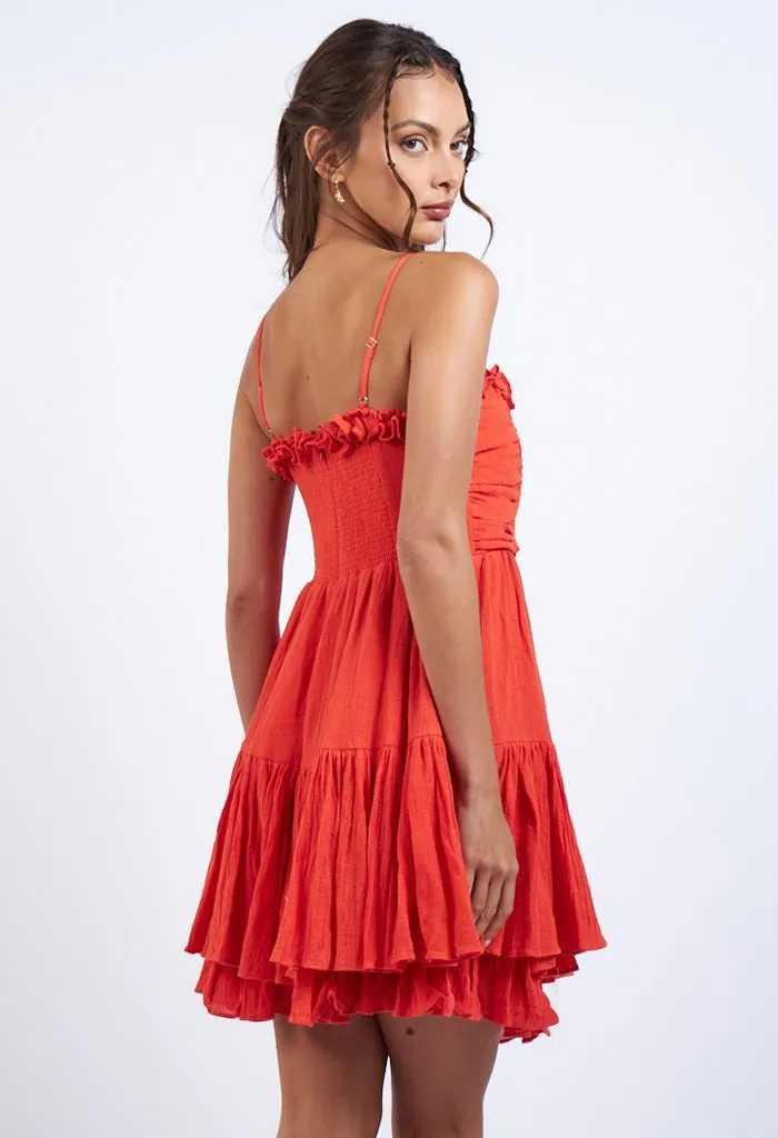 Barcelona Mini Dress-Tomato