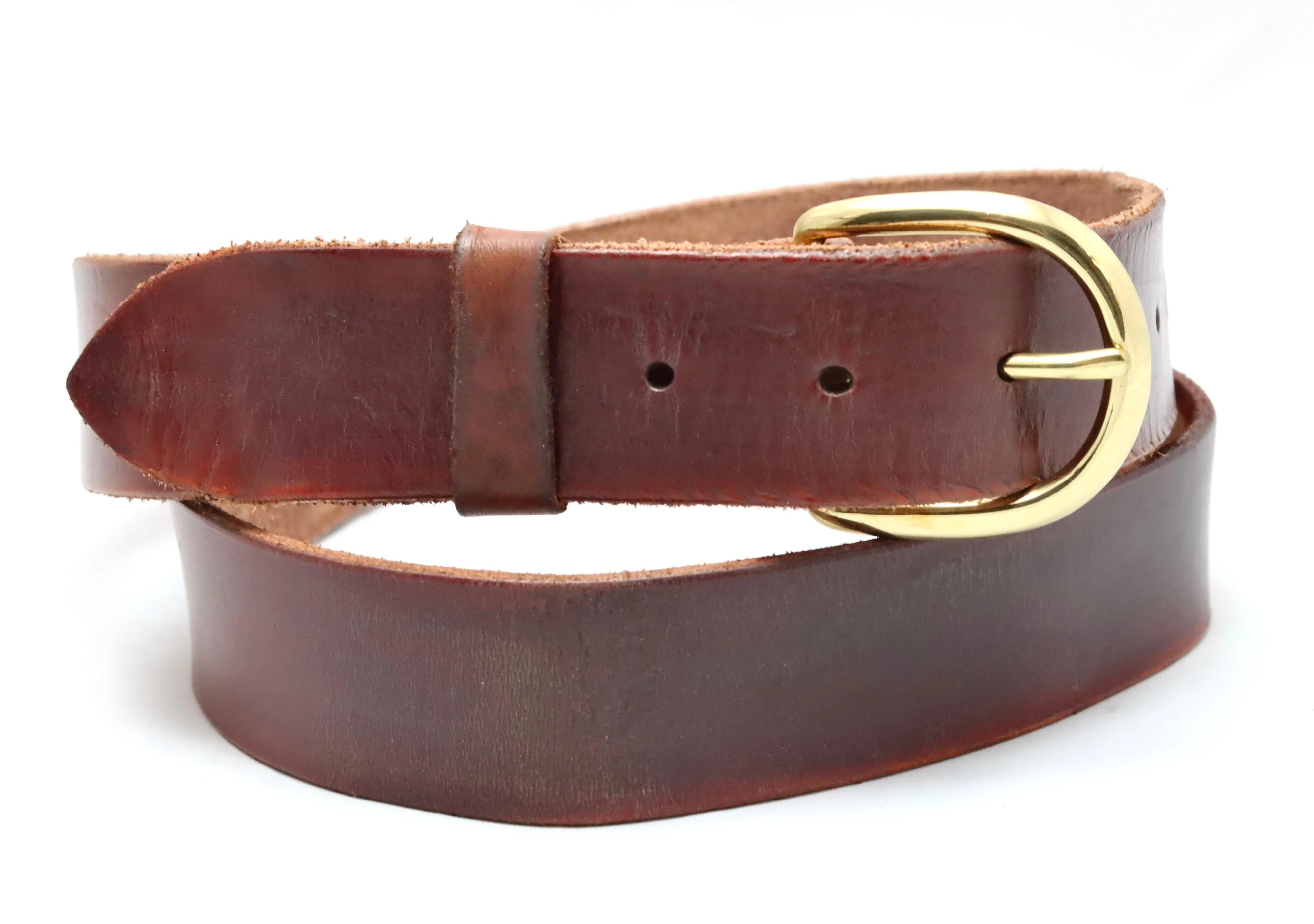 Belt  | unstitched wide | dark tan stain | calf