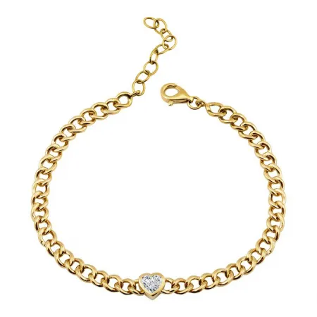 Bezel Gemstone Cuban Link Bracelet