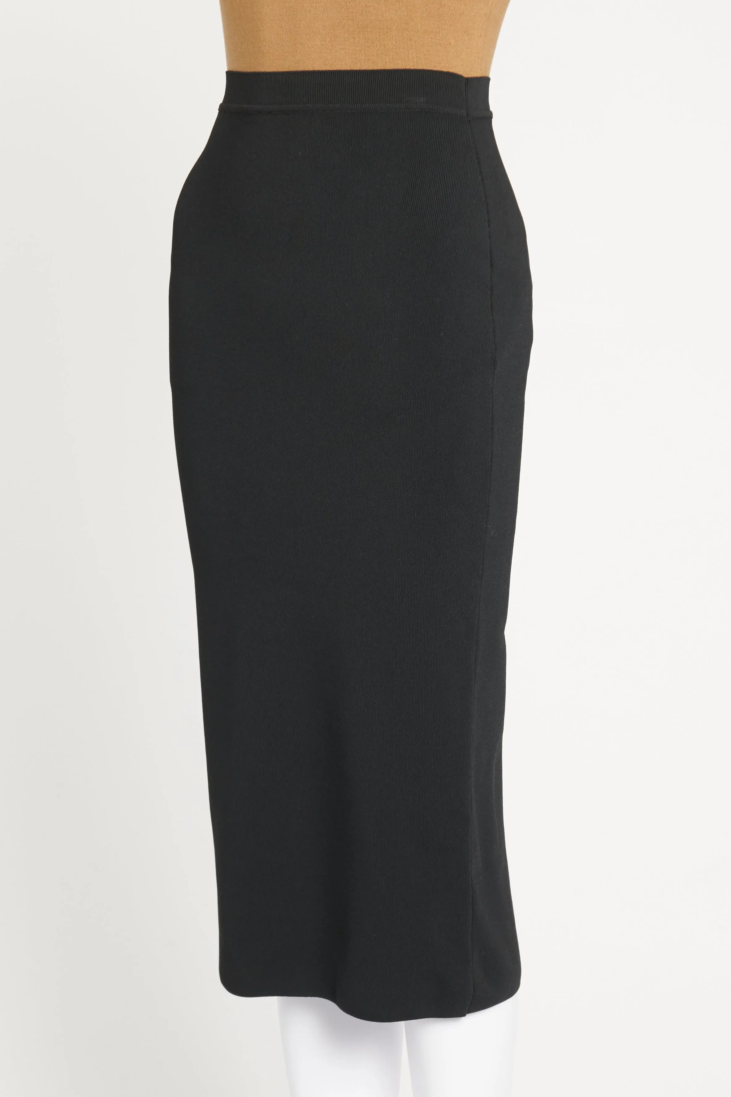 Black Elasticated Preowned Pencil Skirt