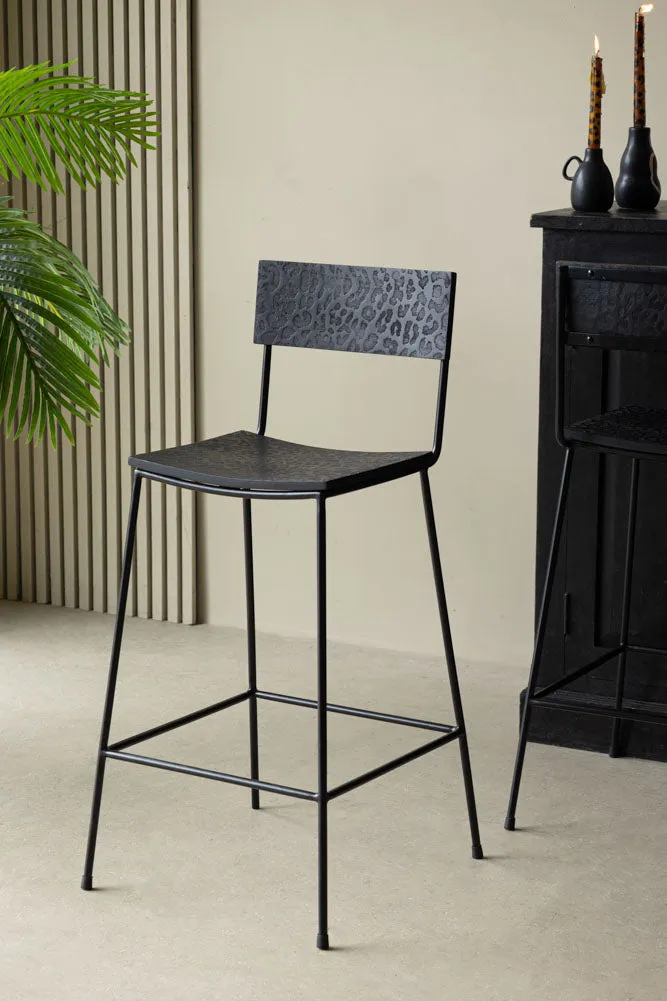 Black Leopard Love Bar Stool