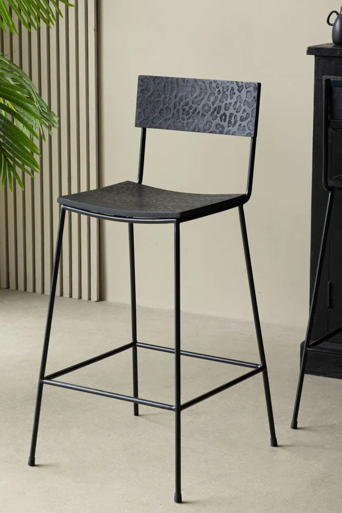 Black Leopard Love Bar Stool