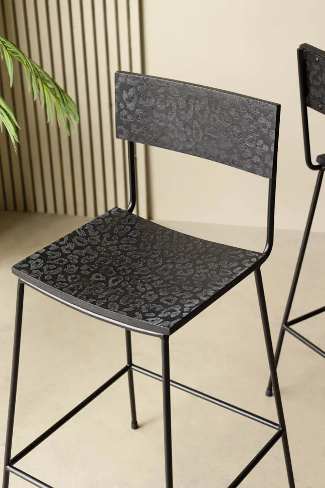 Black Leopard Love Bar Stool