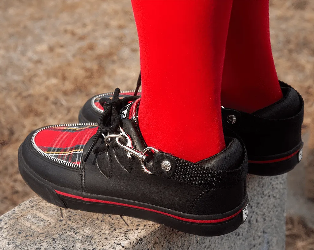 Black TUKskin & Red Tartan Sneaker