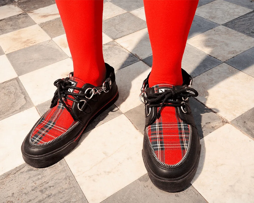 Black TUKskin & Red Tartan Sneaker