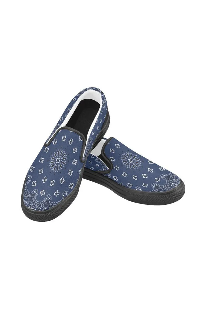 Blue Bandana Men's Slip-on Canvas Shoes (Model 019)