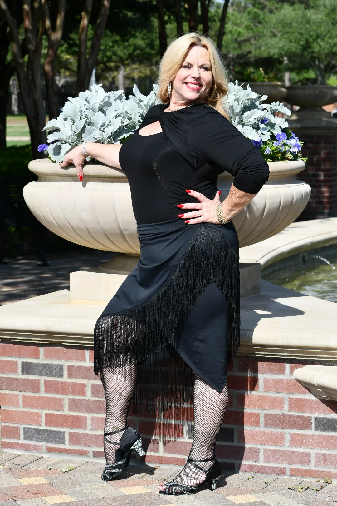 Body Positive Drest Couture Asymmetrical Black Latin Practice Skirt with Fringe US Sizes 4-22 PRA 1036 in Stock