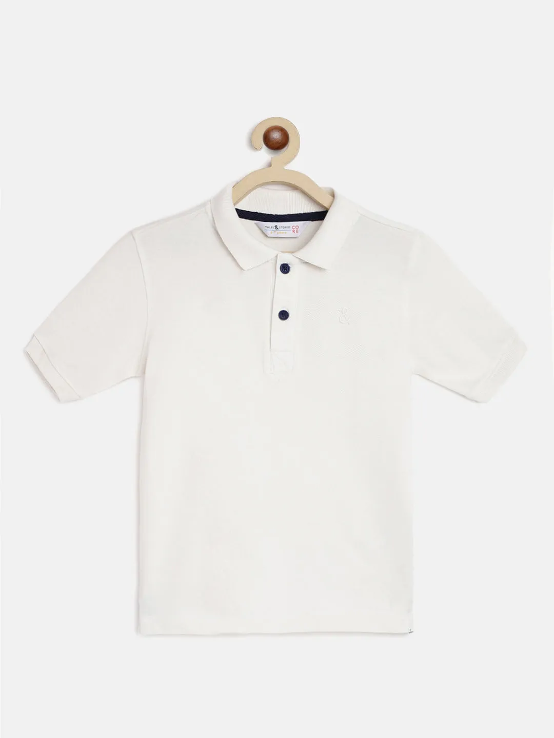 Boys White Solid Polo T-Shirt