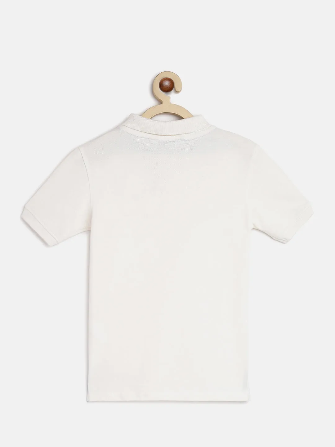 Boys White Solid Polo T-Shirt