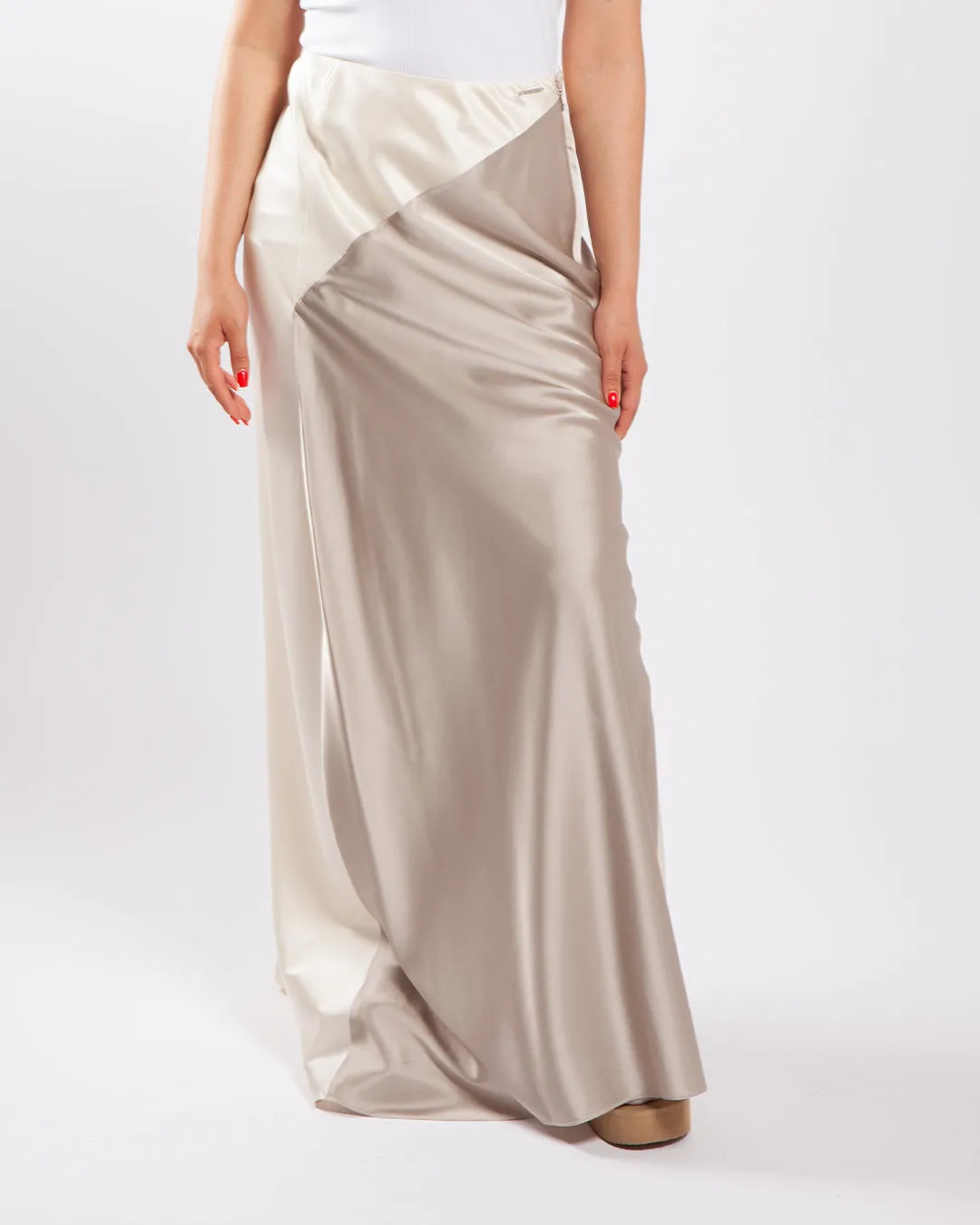 Calvin Klein Fitted Colourblock Maxi Skirt Turtledove/Sand Pebble