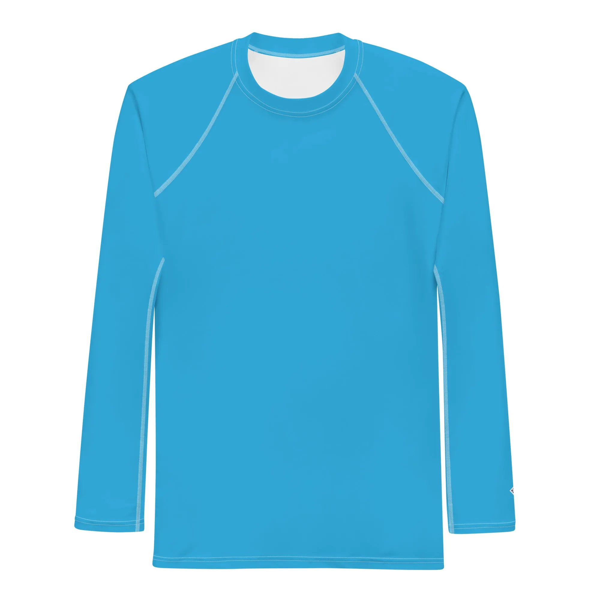 Casual Cool: Solid Color Rash Guard for Men - Cyan