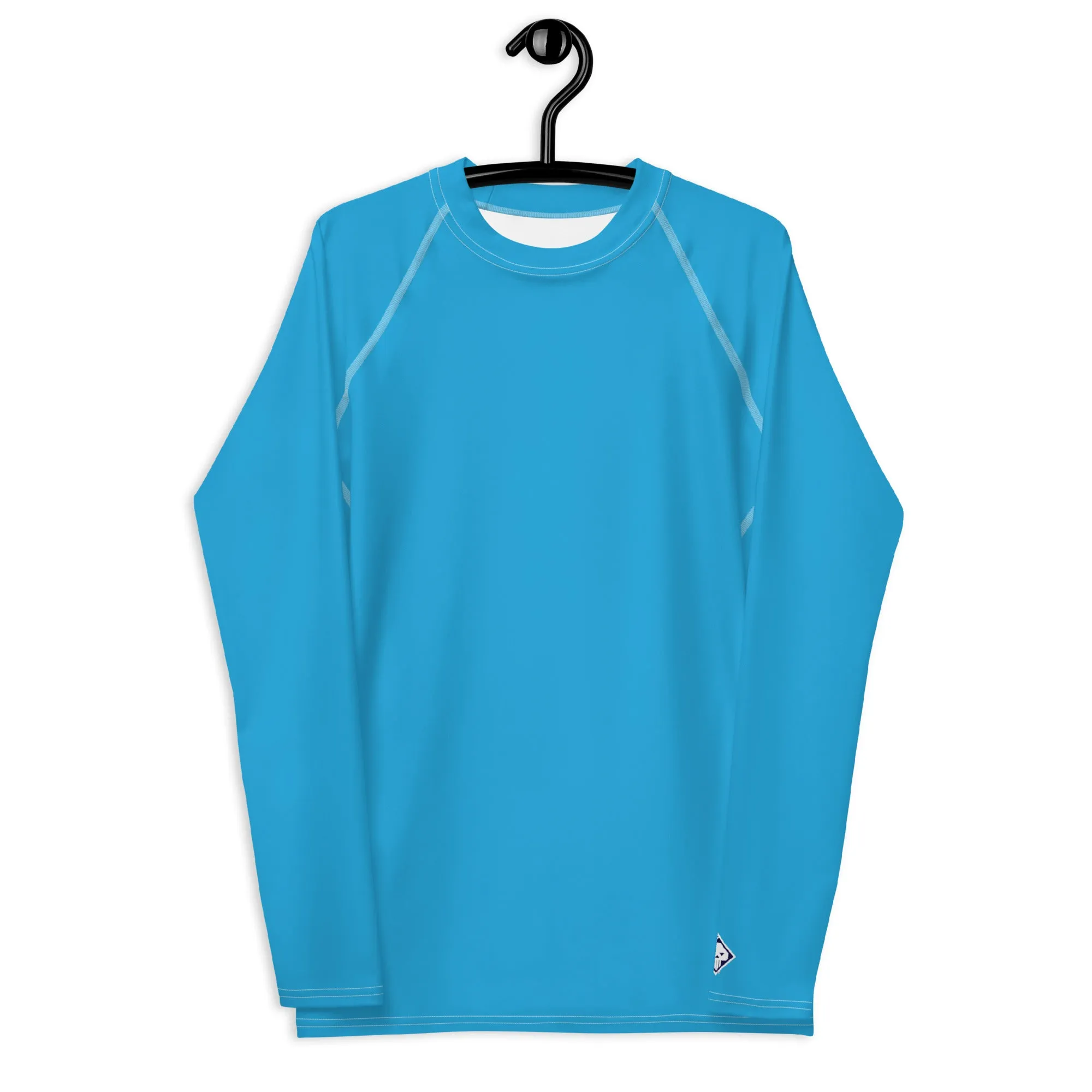 Casual Cool: Solid Color Rash Guard for Men - Cyan