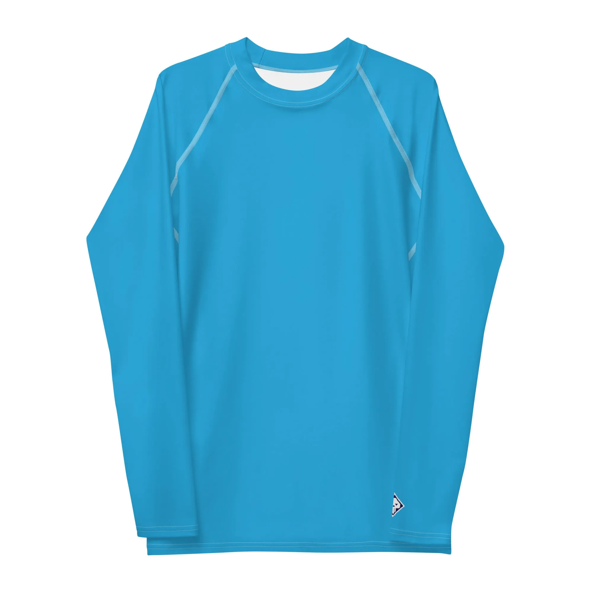 Casual Cool: Solid Color Rash Guard for Men - Cyan