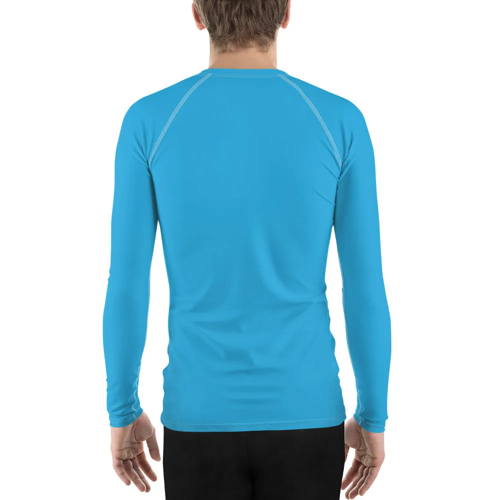 Casual Cool: Solid Color Rash Guard for Men - Cyan