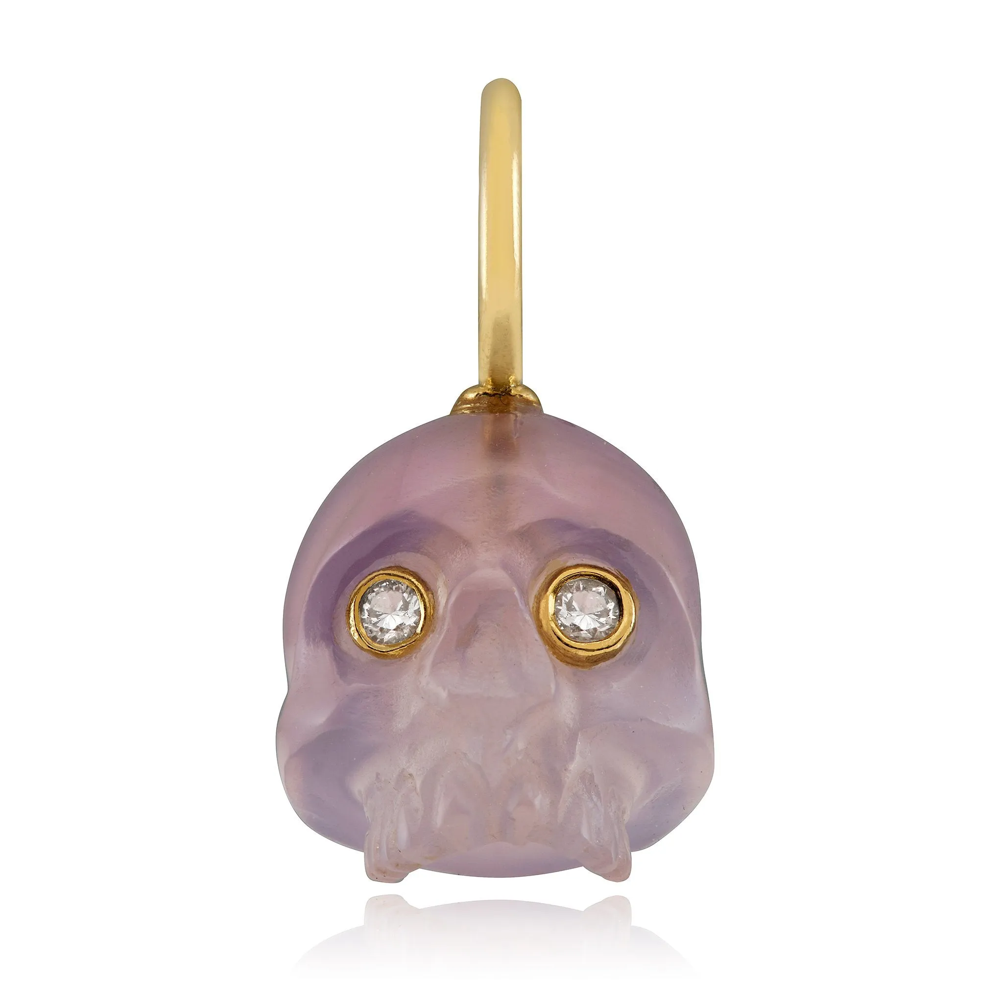 Chalcedony Skull Charm with Diamond Eyes