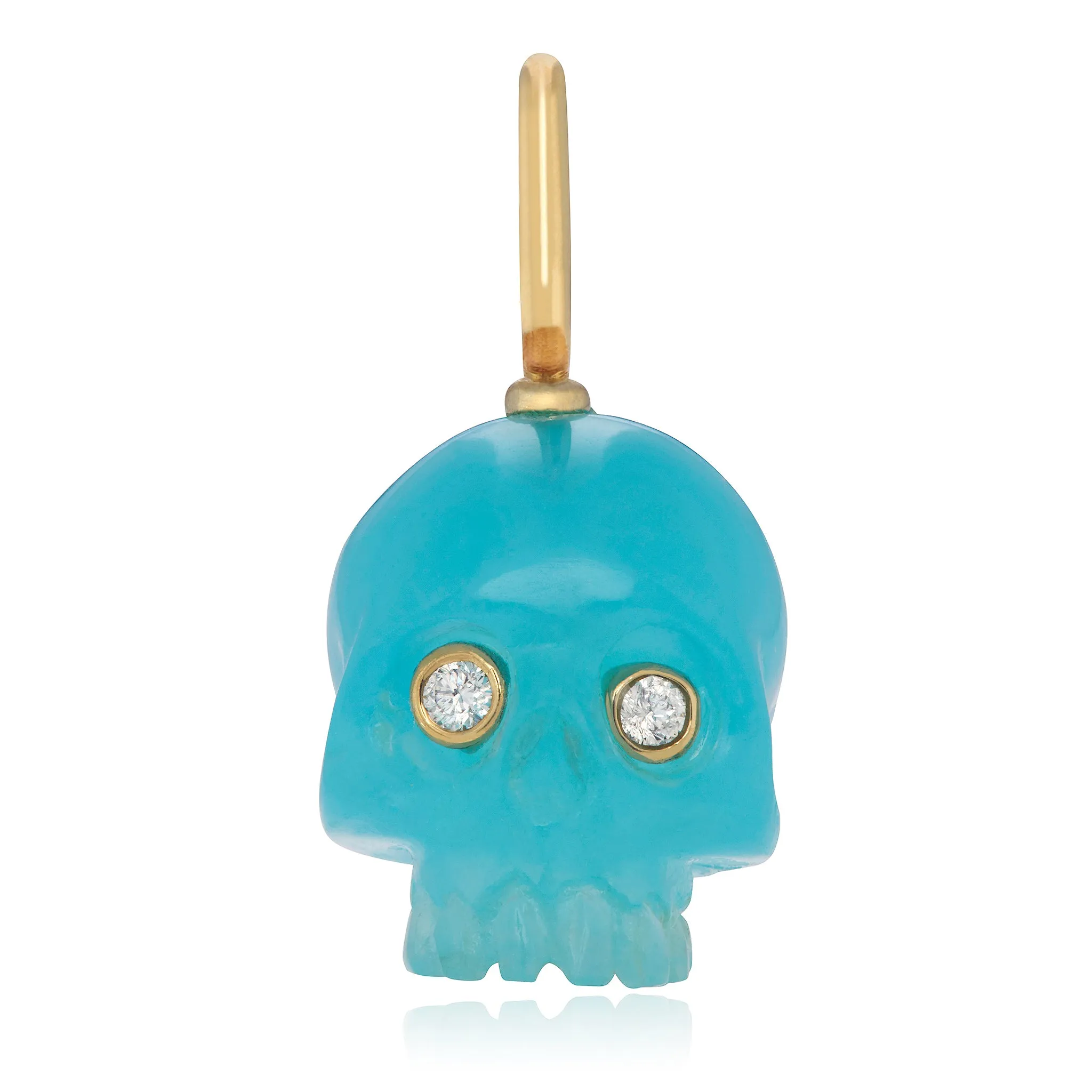 Chalcedony Skull Charm with Diamond Eyes