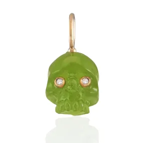 Chalcedony Skull Charm with Diamond Eyes