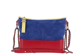 CHANEL GABRIEL HOBO BAG MEDIUM RED,BLUE, YELLOW SUEDE LEATHER GOLD HARDWARE (2424xxxx) WITH DUST COVER AND CARD