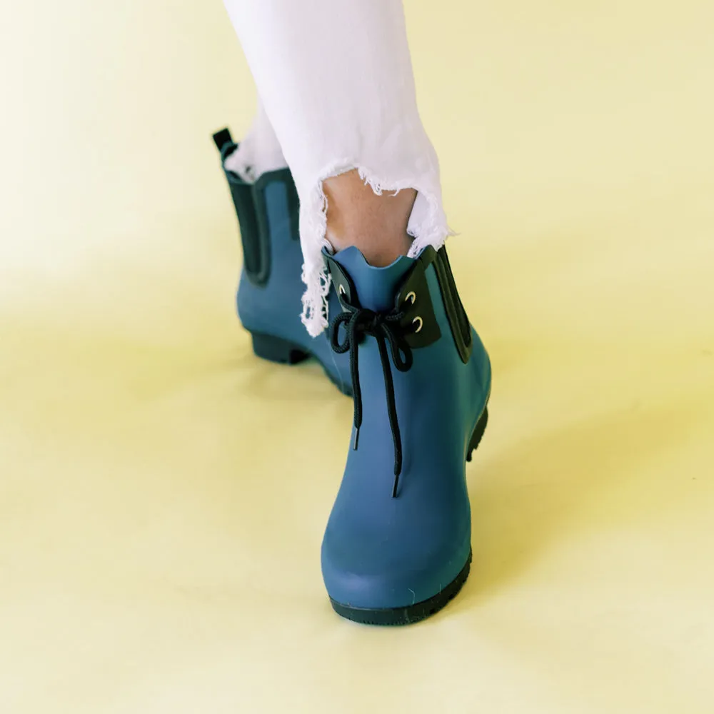 Chelsea Lace Matte Teal Women's Rain Boots