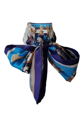 CHINA SILK Blue Printed Extra Large Scarf Scarf (50")