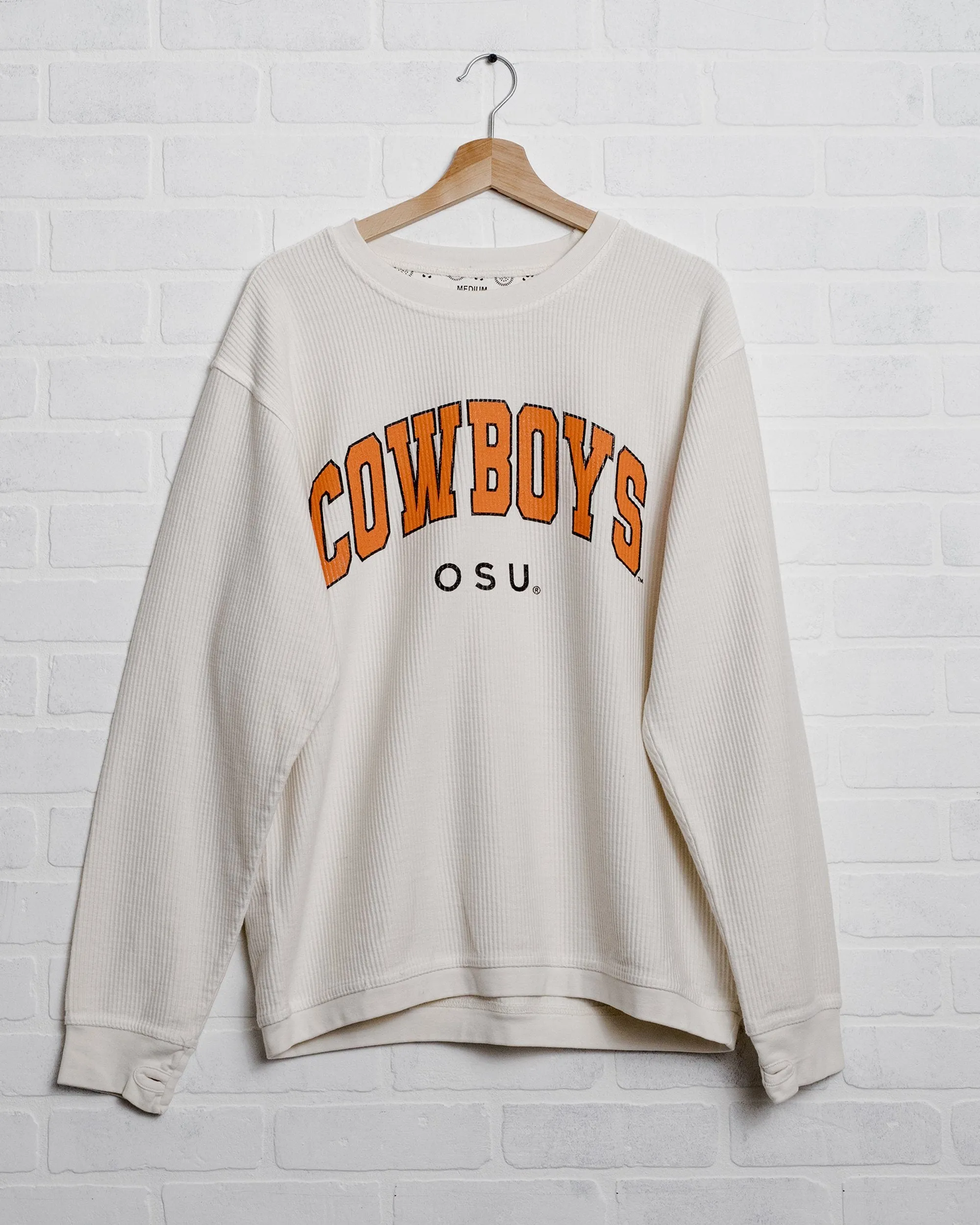 Cowboys Filled Gault Ivory Corded Crew Sweatshirt